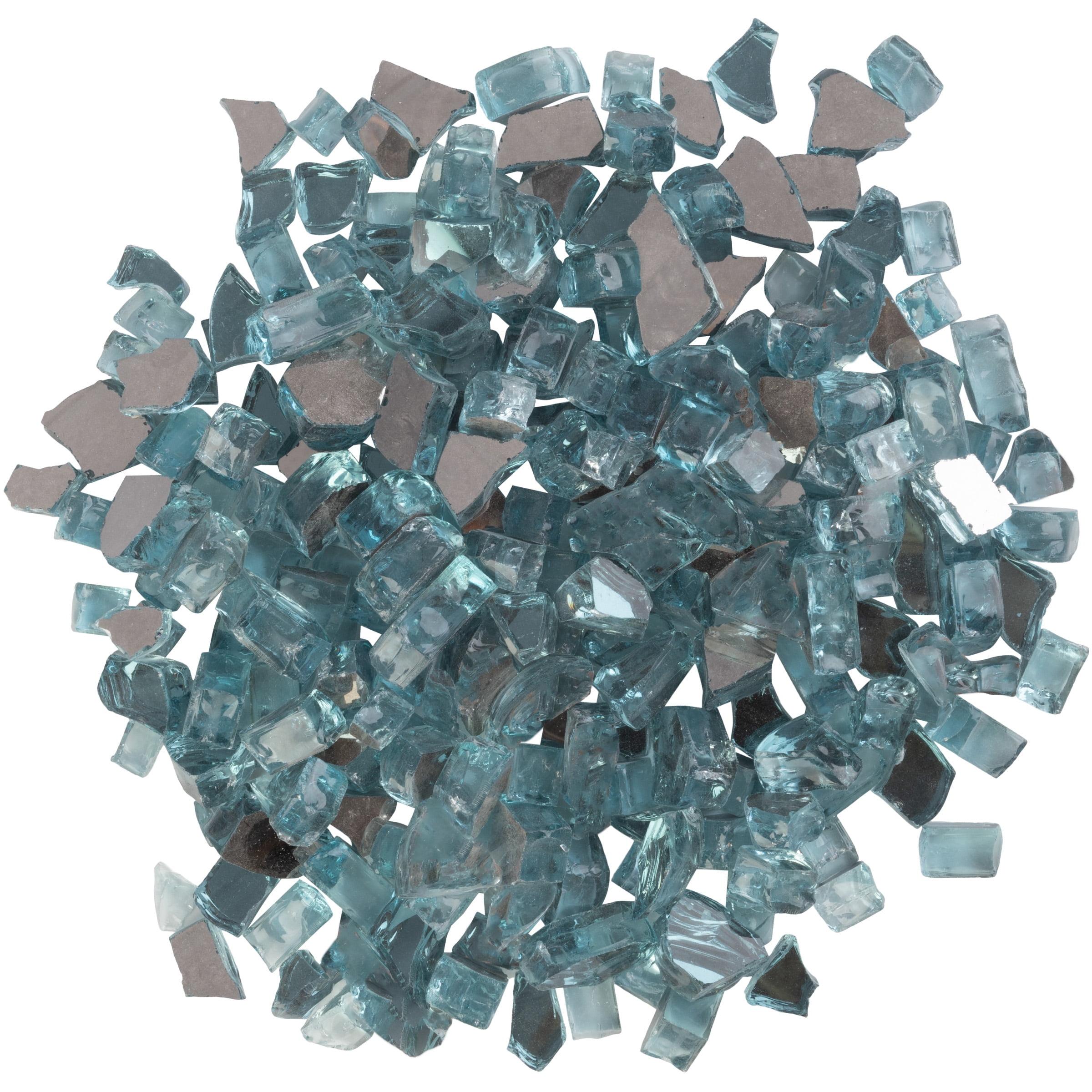 Pure Garden 10lbs Fire Pit Glass - 1/2-Inch Glass Rocks, Aqua Blue