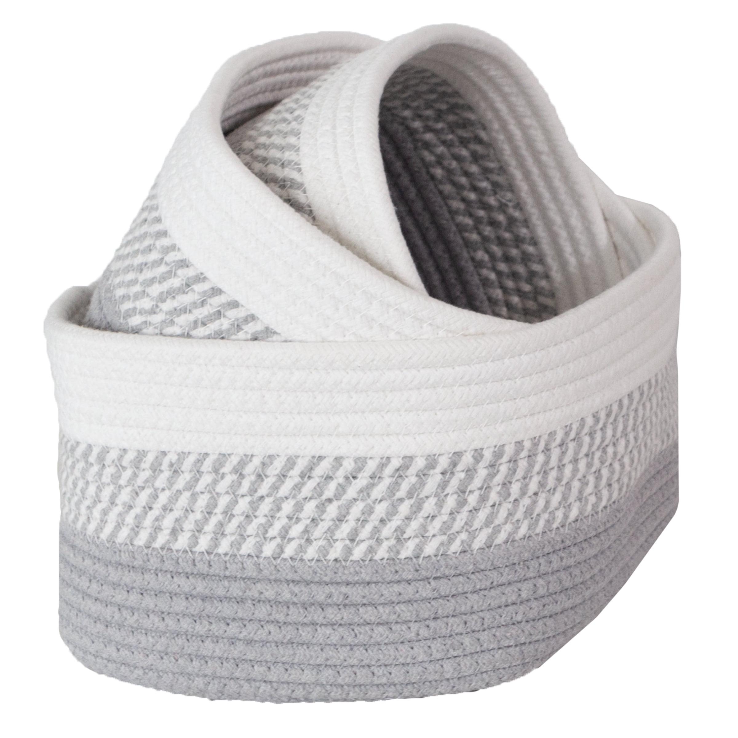 Gray Woven Cotton Rope Storage Basket Set, 3-Piece