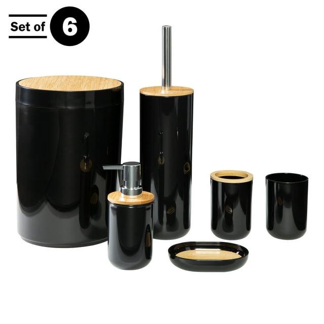 Home-Complete 6-Piece Complete Bathroom Accessories Set (Black)