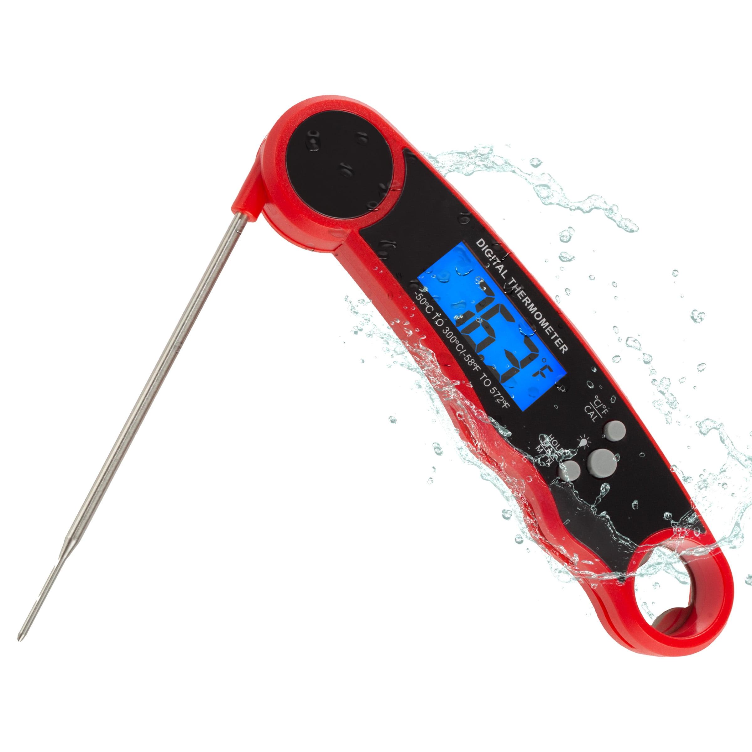 Red Water-Resistant Digital Wireless Meat Thermometer