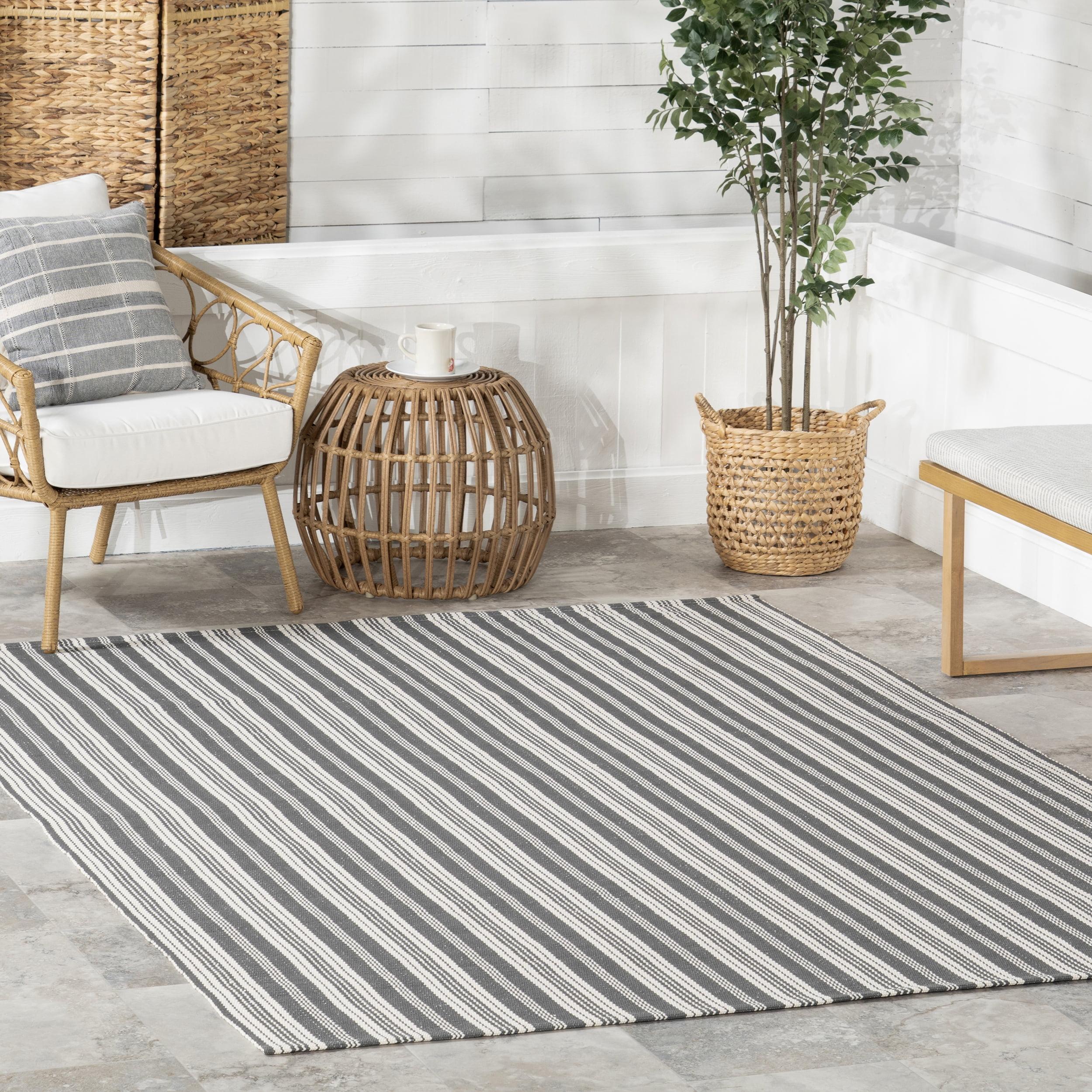 Home Conservatory Ticking Stripe Handwoven Indoor/Outdoor Area Rug