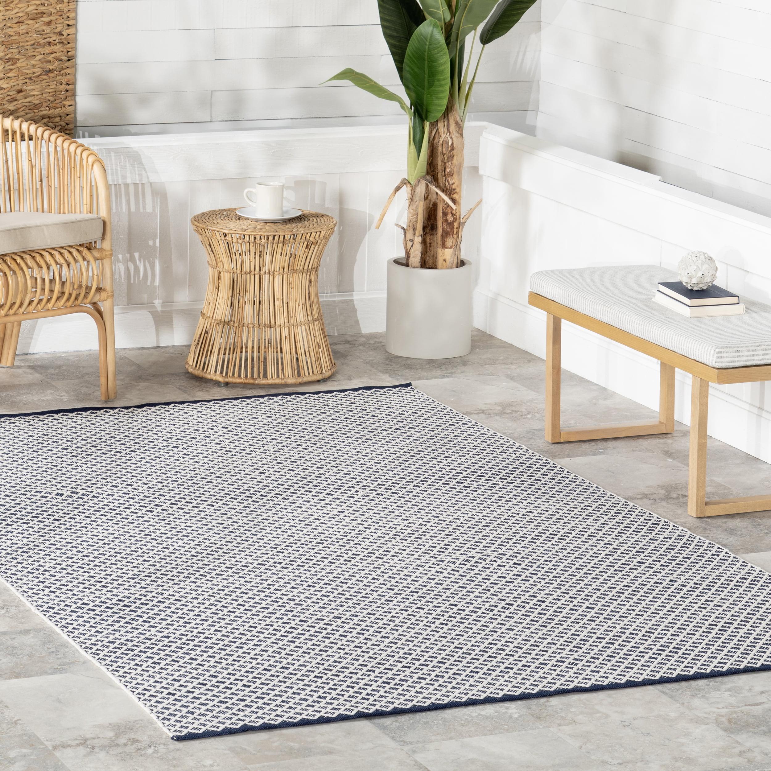 Trellis Navy Handwoven Indoor/Outdoor Rug