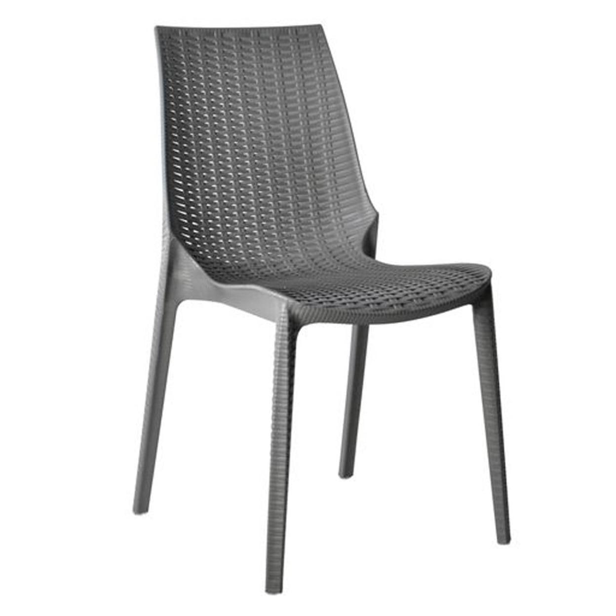 Kent Modern Stackable Grey Polypropylene Outdoor Dining Chair