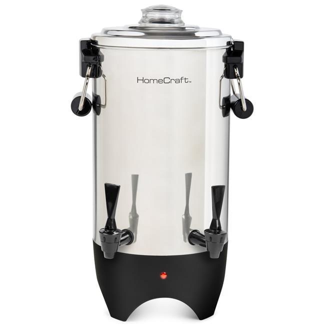 HomeCraft Quick-Brewing Stainless Steel 1000-Watt Automatic 45-Cup Double-Faucet Coffee Urn, Perfect For Coffee, Espresso, Hot Water, Tea, Hot Chocolate