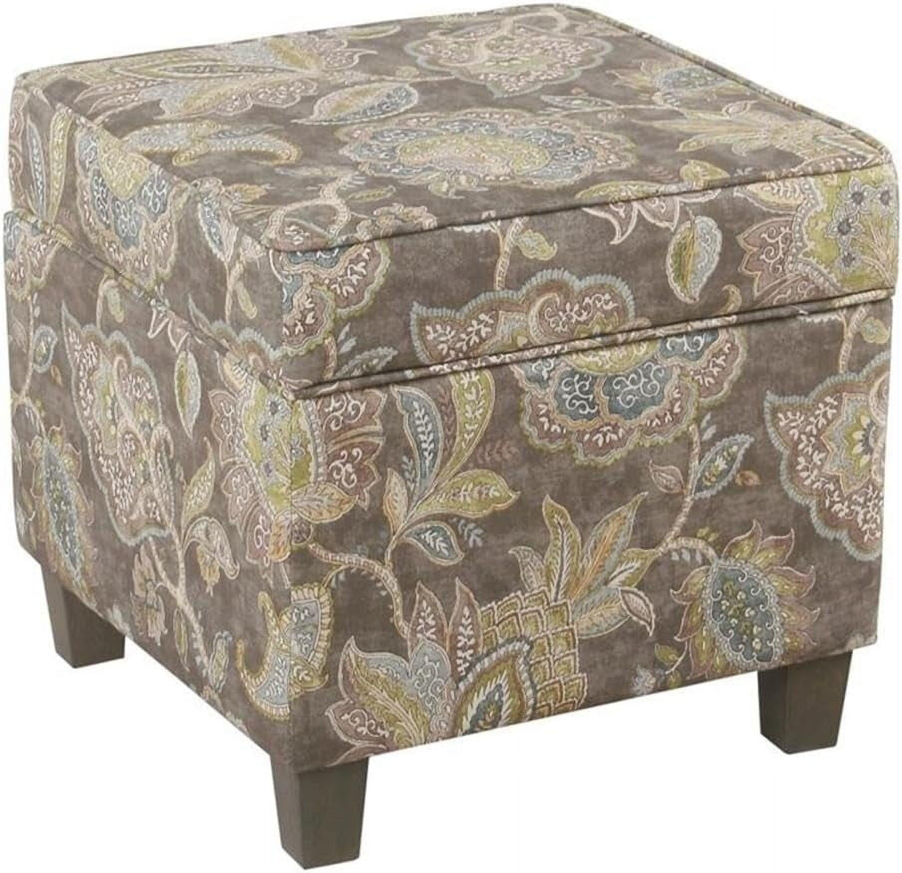 Cole Classics Square Storage Ottoman with Lift Off Top Gray Floral - HomePop