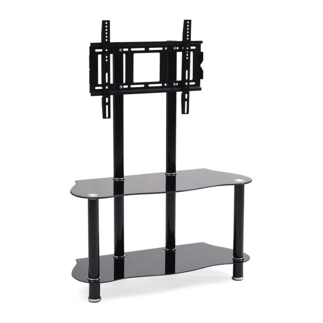 Modern 50'' Black Glass TV Stand with Cabinet and Mount