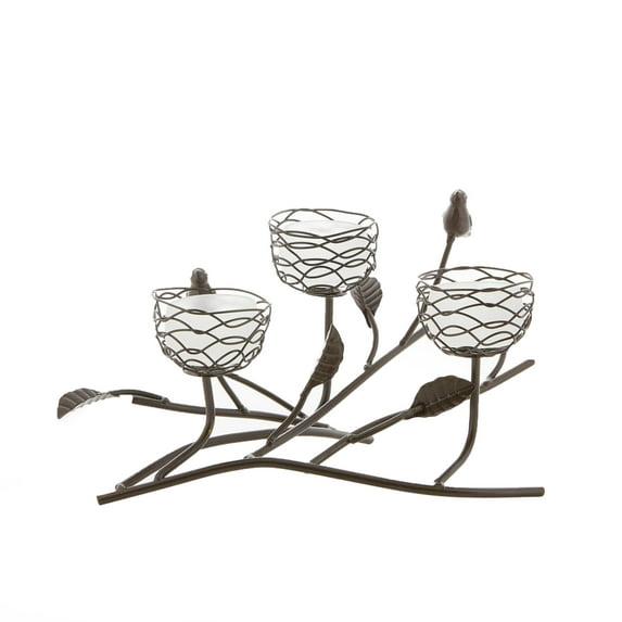 Home Decorative Birds and Branches Triple Nest Tealight Candle Holder