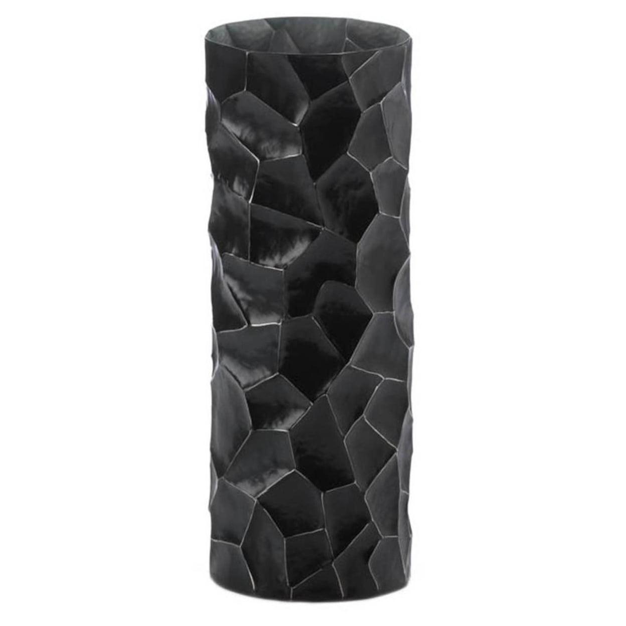 Home Decorative Black Hammered Sheet Metal Vase - 13.5 Inches