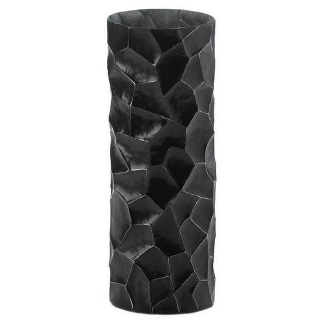 Home Decorative Black Hammered Sheet Metal Vase - 13.5 Inches