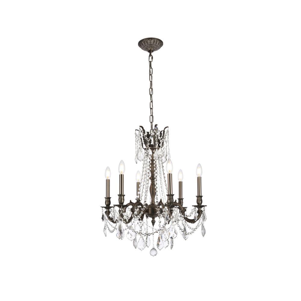 Home Decorative Brass Rosalia 6 Light Pewter Chandelier Royal Cut Crystal