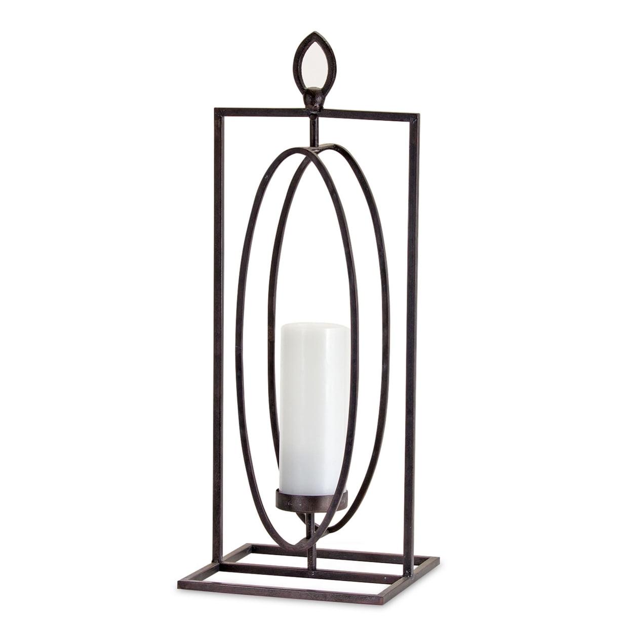 24" Black Iron Geometric Candle Holder Set of 2