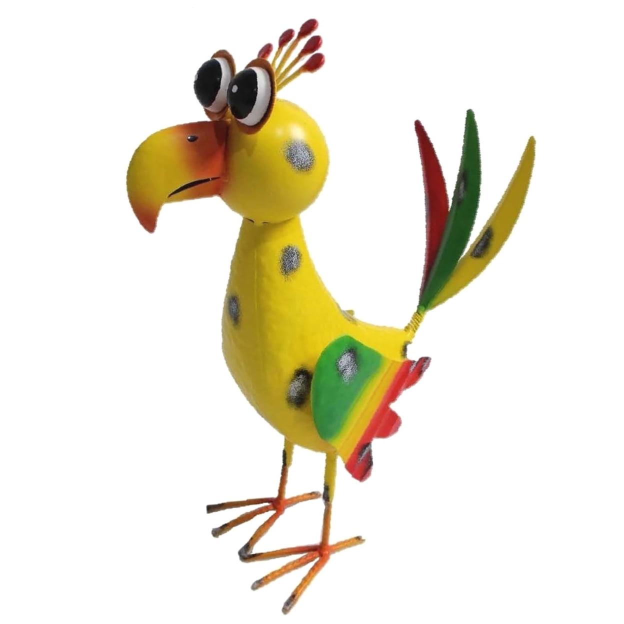 Hand-Painted Yellow Iron Bird Figurine for Garden Decor