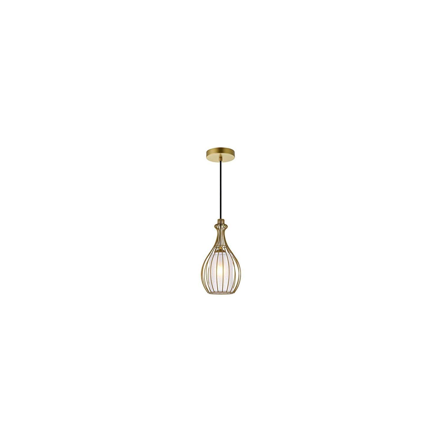 Contemporary Miya Brass Pendant with Acrylic Shade - 6.7"x12.8"