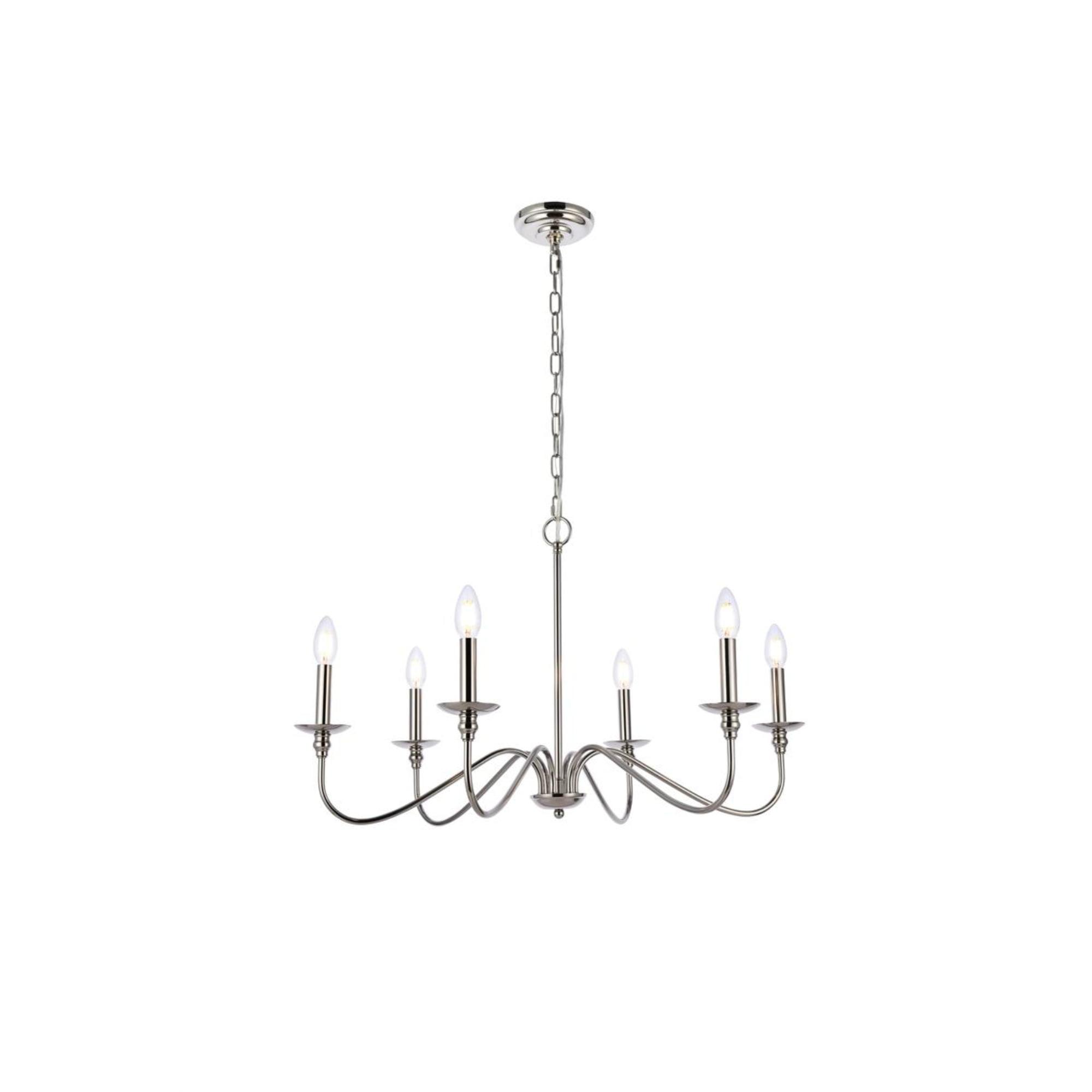 Home Decorative Rohan 30" Iron Chandelier In Polished Nickel