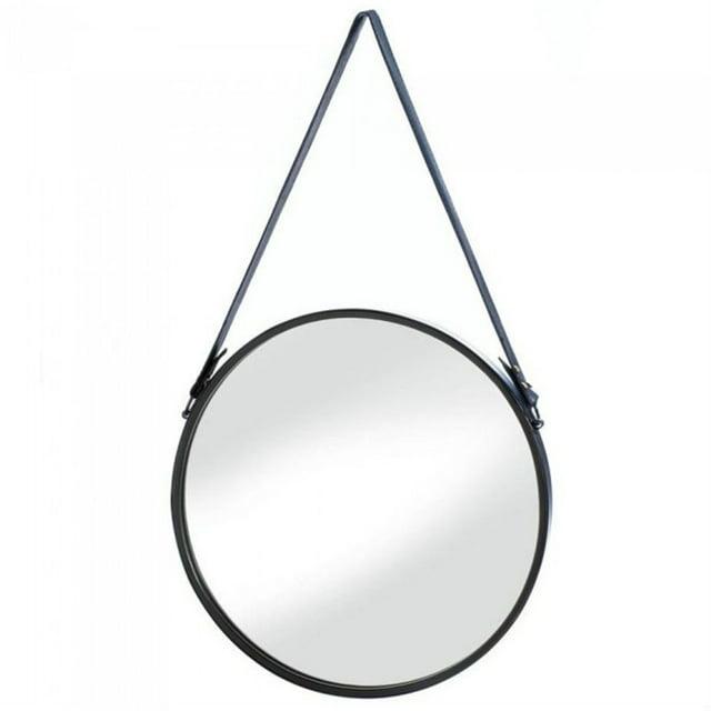 Home Decorative Round Hanging Wall Mirror With Faux Leather Strap