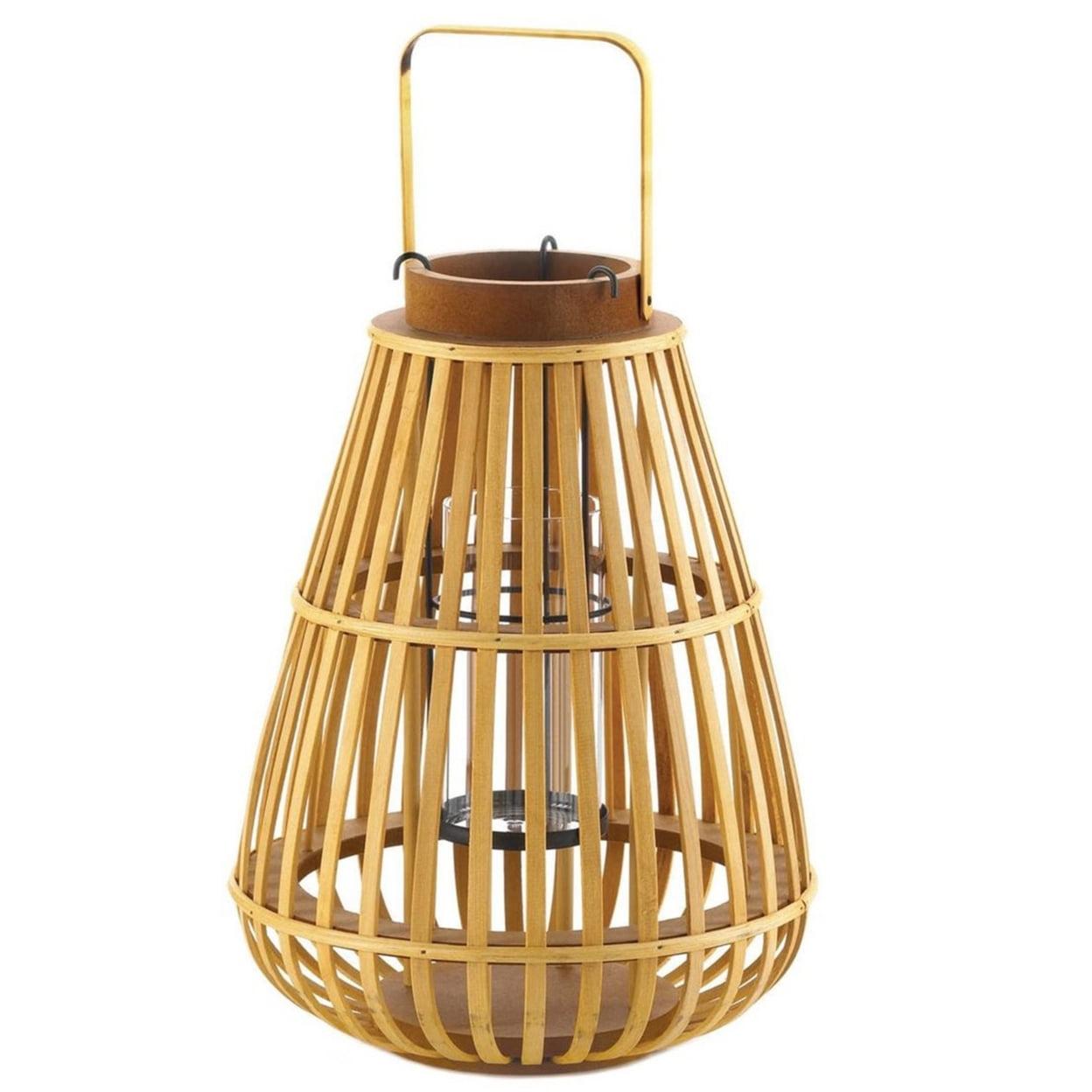 Home Decorative Slat Wood Candle Lantern - 14 inches