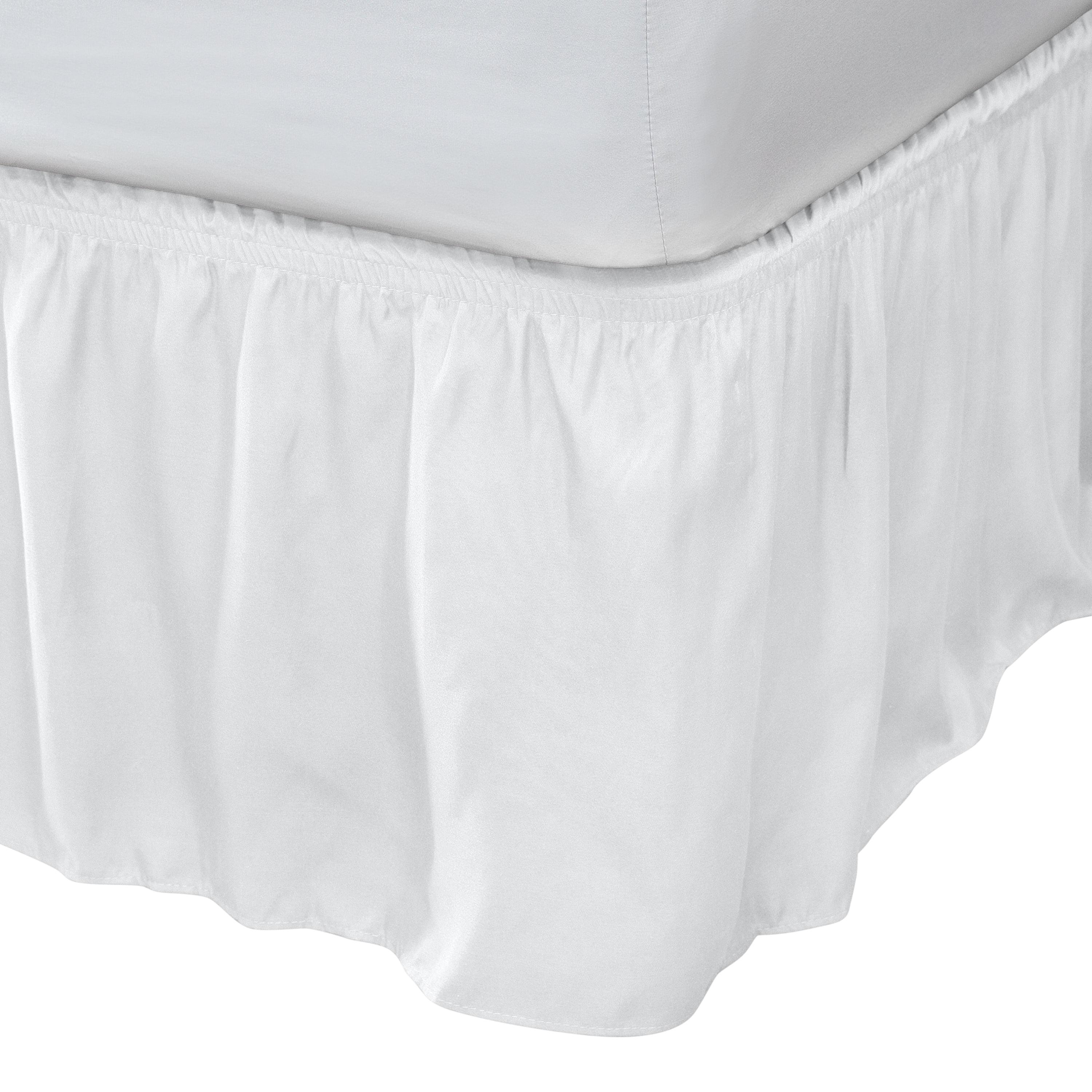 White Polyester Wrap Around Bed Ruffle for Queen/King