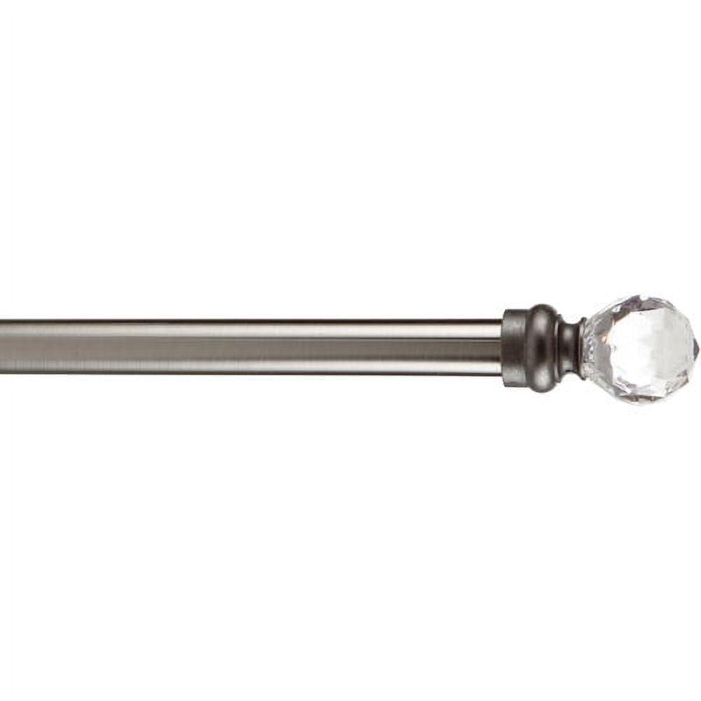 Satin Nickel Adjustable Crystal Ball Curtain Rod 86"-120"