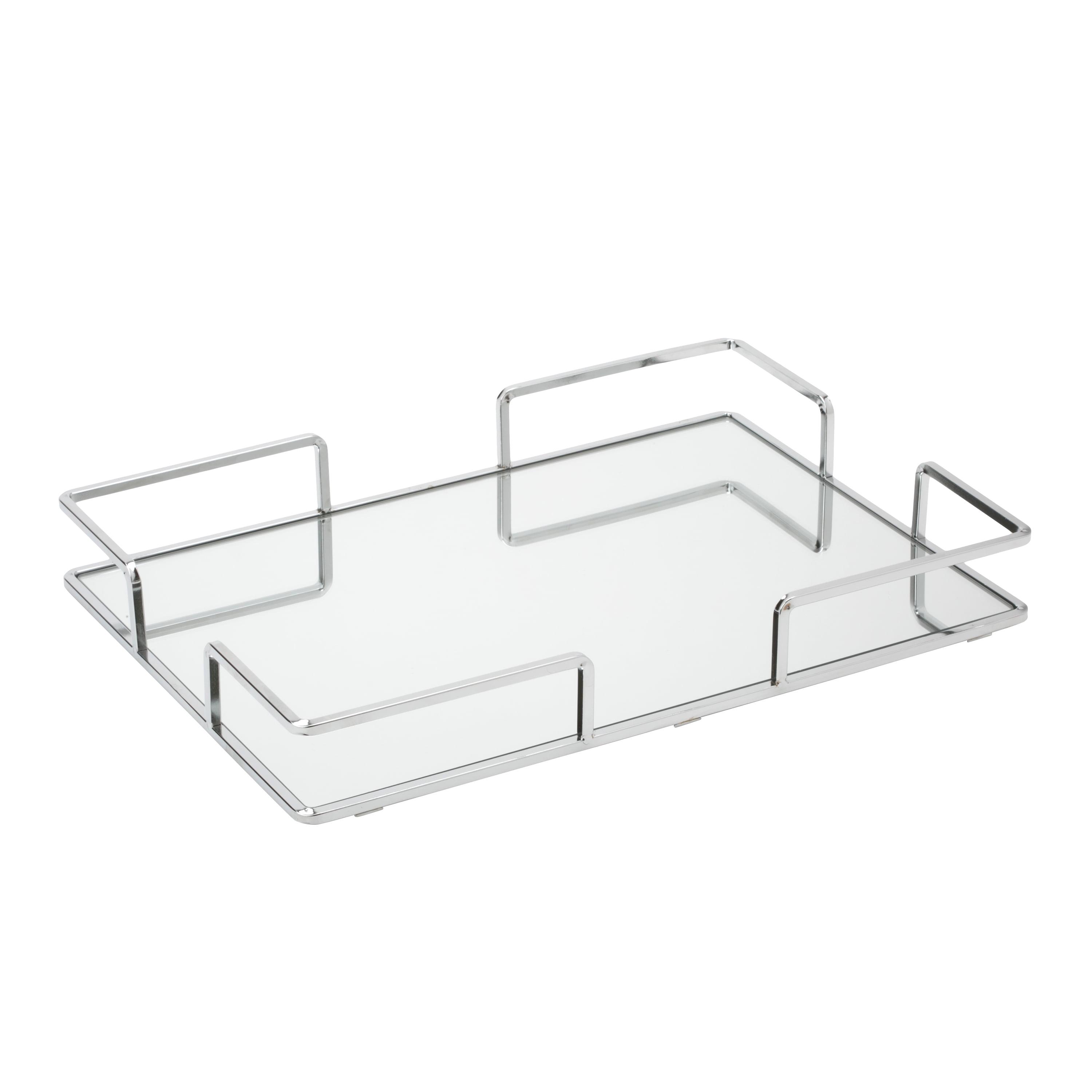 Home Details Modern Square Design Bathroom Tray Chrome : Microfiber, Machine Washable, Non-Slip Backing