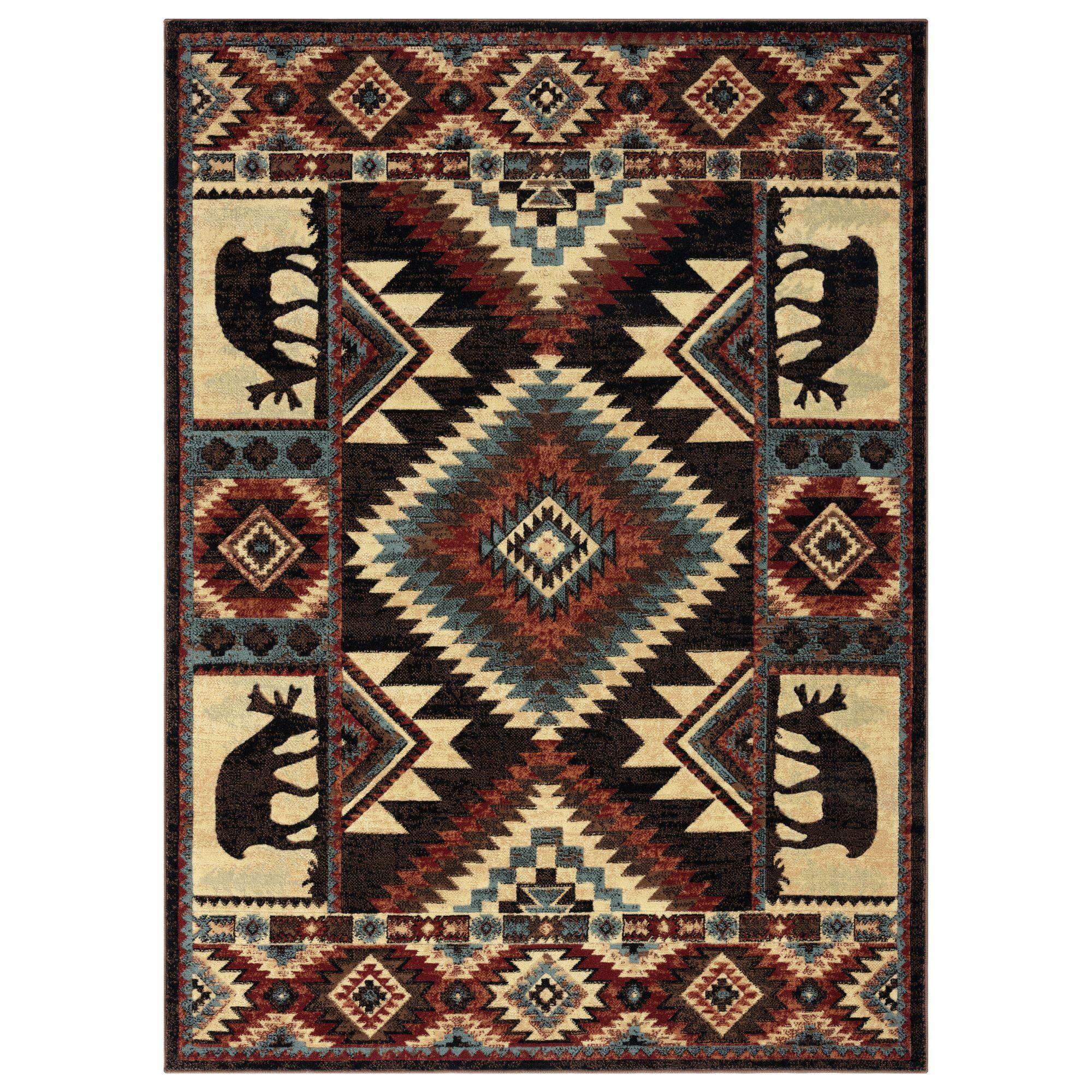 Buffalo Southwest Lodge Wildlife 94" Red Synthetic Area Rug