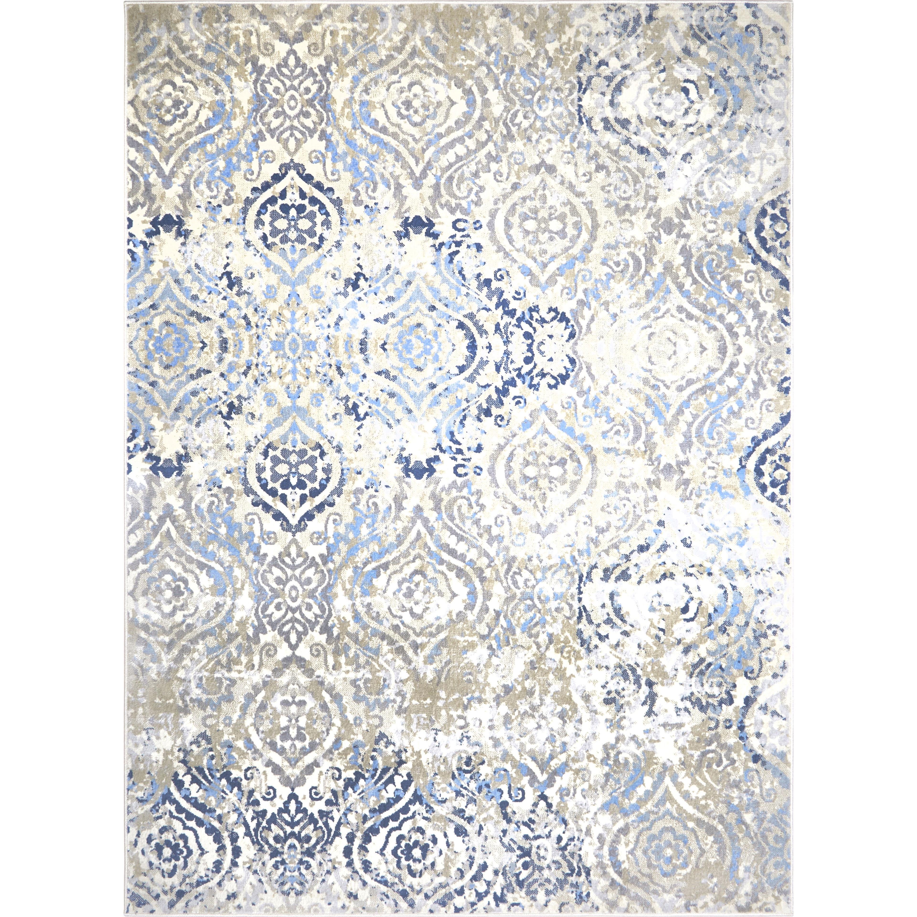 Home Dynamix Melrose Audrey Ogee Damask Area Rug, Ivory/Blue, 7'10"x10'2"