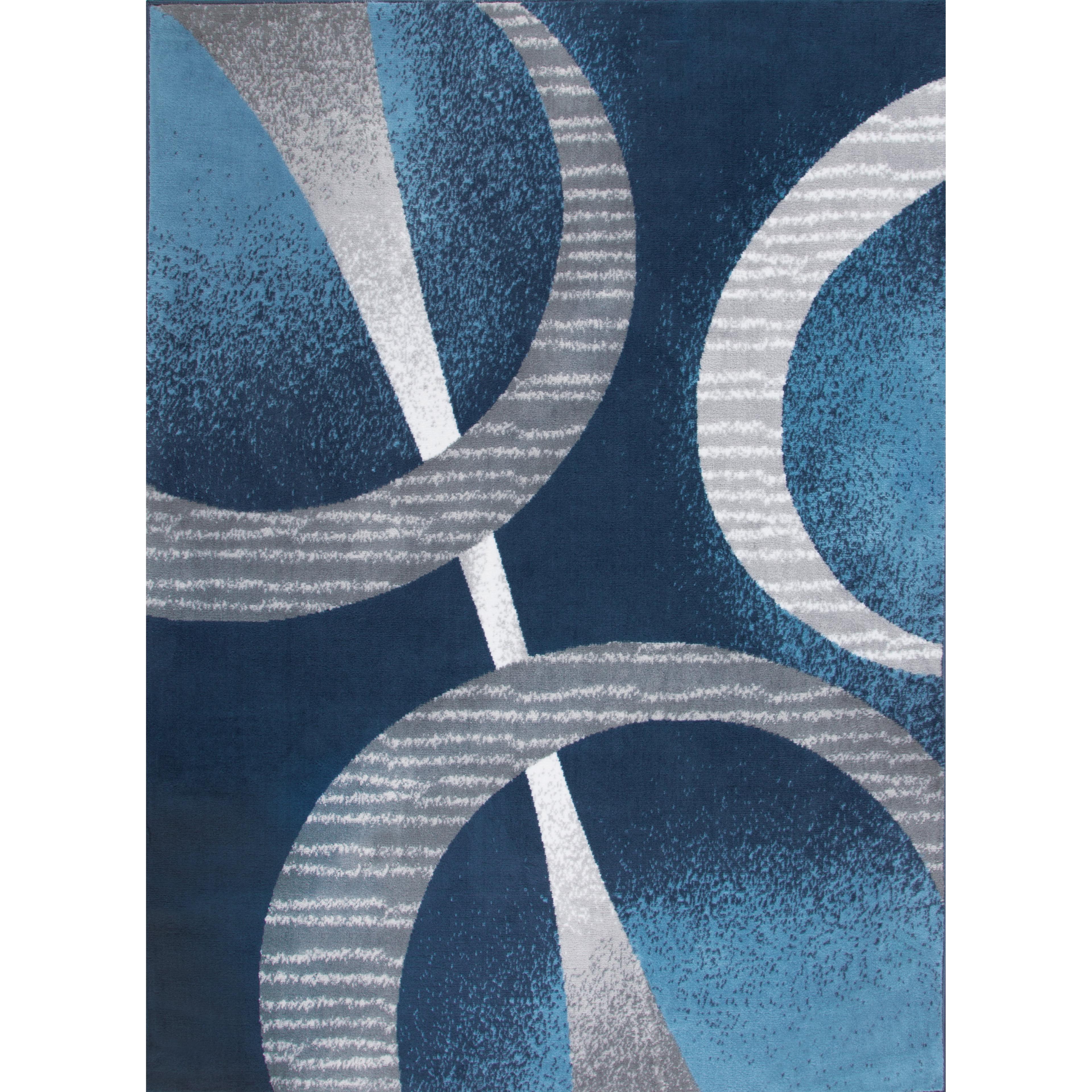 Gray and Blue Geometric Rectangular Area Rug