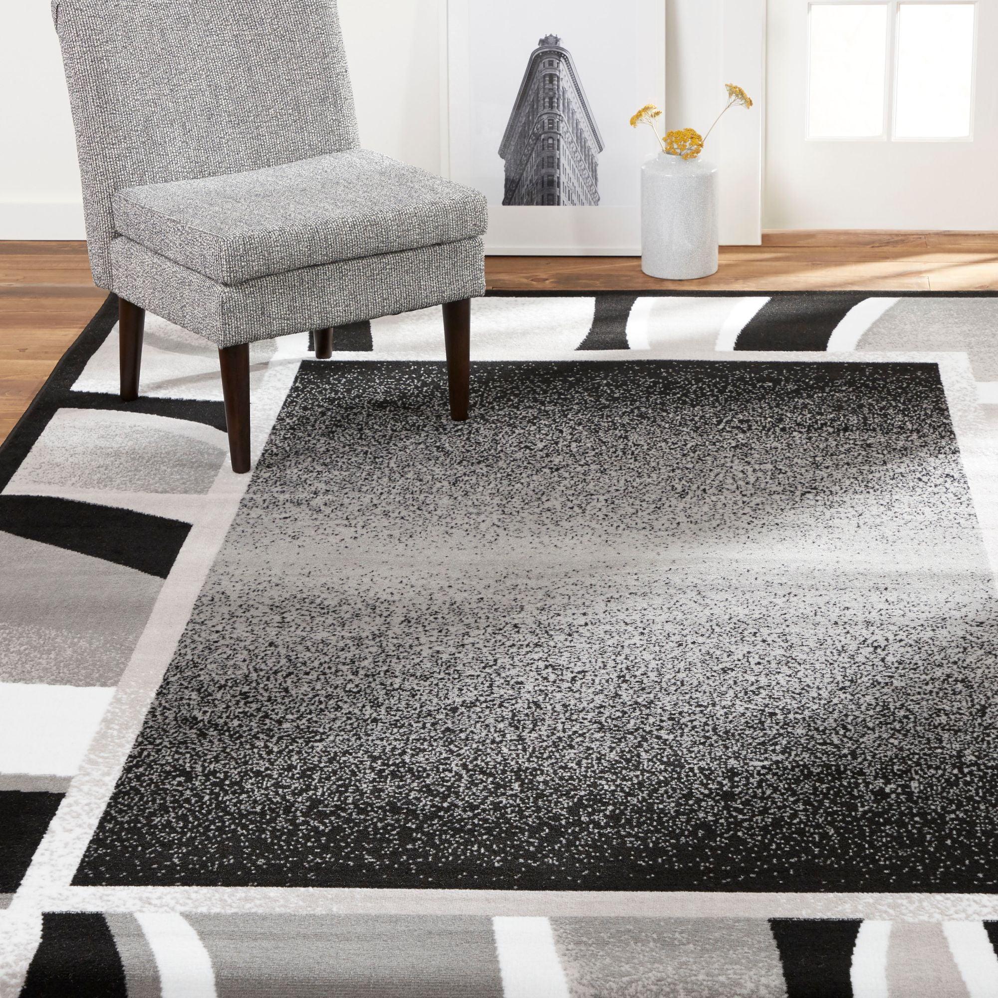 Elegant Reversible Black/Gray Synthetic Area Rug, 5'2"x7'4"