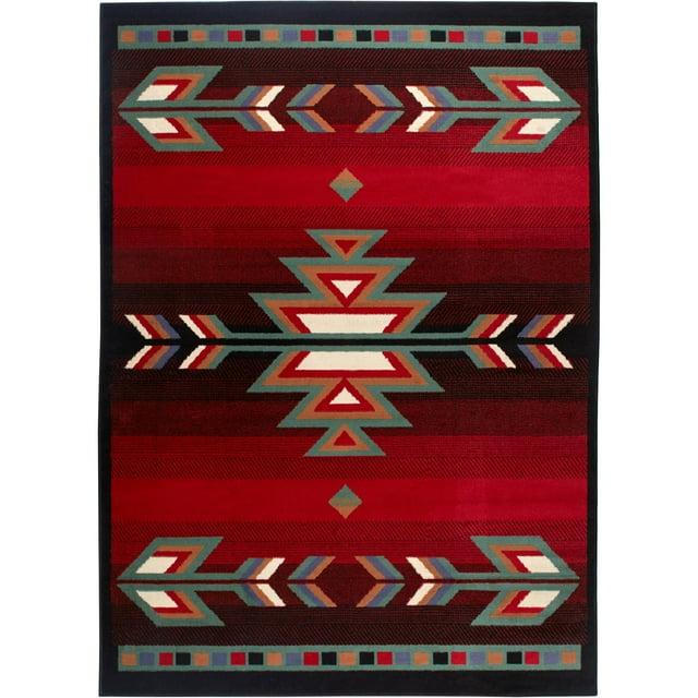 Home Dynamix Premium Sagrada Southwestern Geometric Area Rug, Black/Red, 3'7"x5'2"