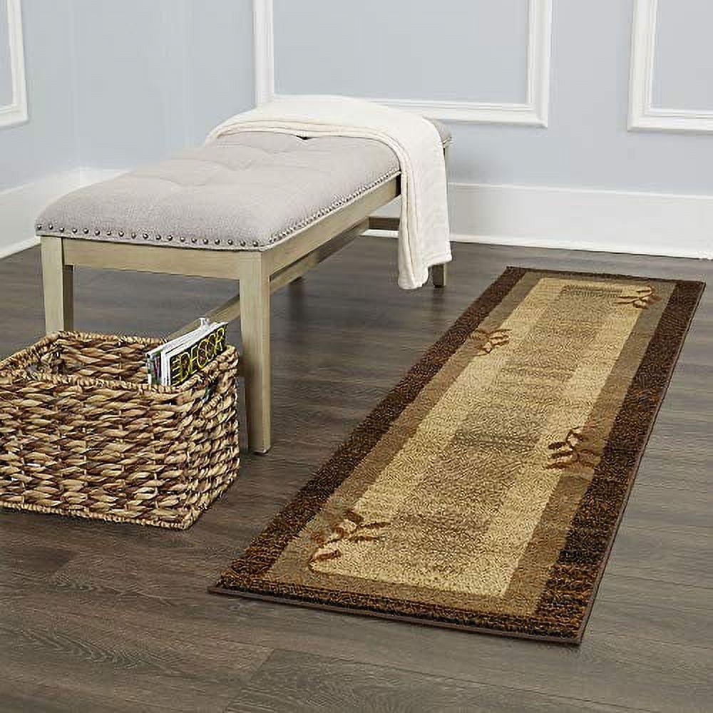 Cloverleaf Elegance Runner Rug in Brown & Blue, 22"x84", Synthetic Weave