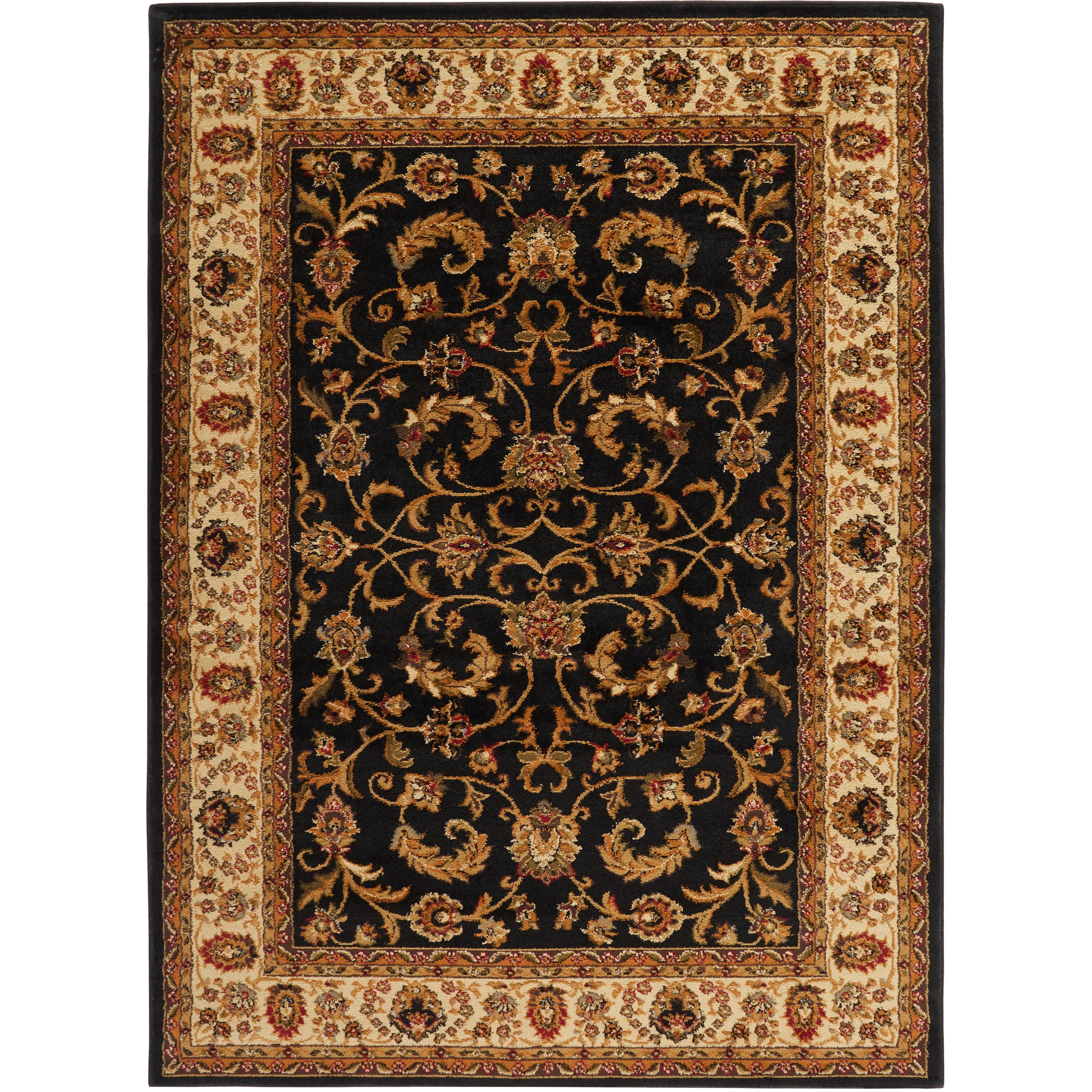 Tufted Black/Ivory Synthetic Rectangular Area Rug