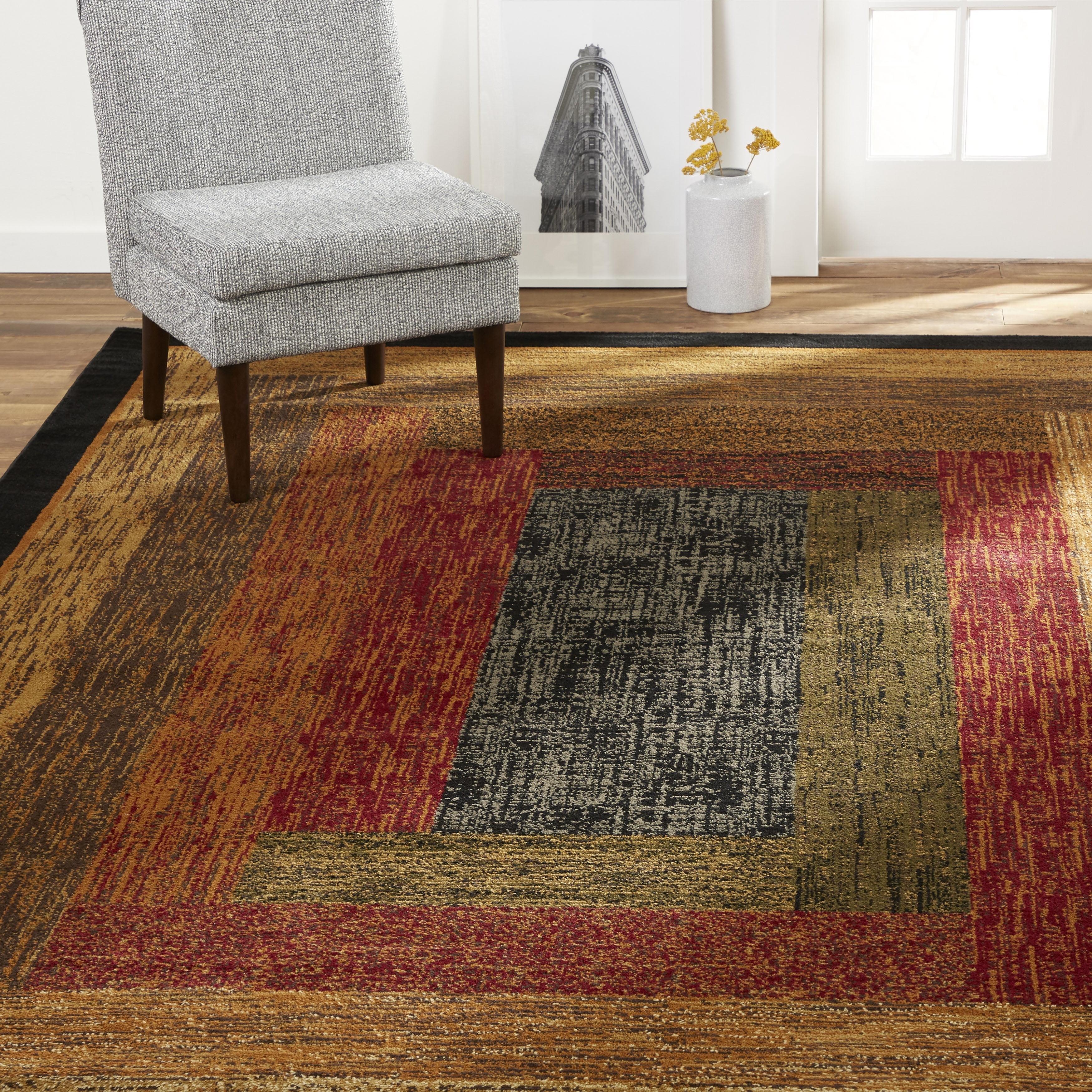 Royalty Vega Black and Earth Tone Geometric Area Rug