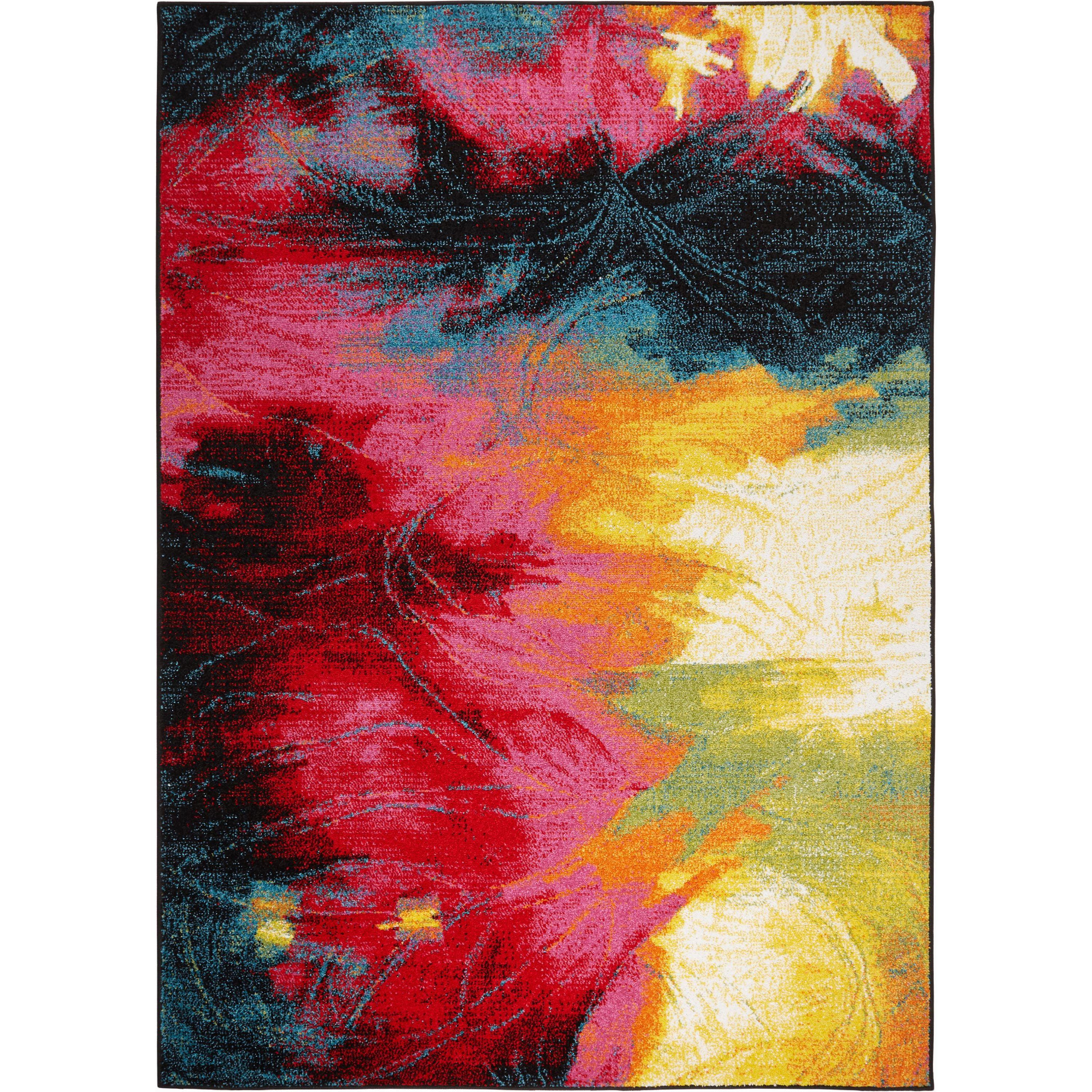 Splash Black and Pink Abstract Washable Kids Rug