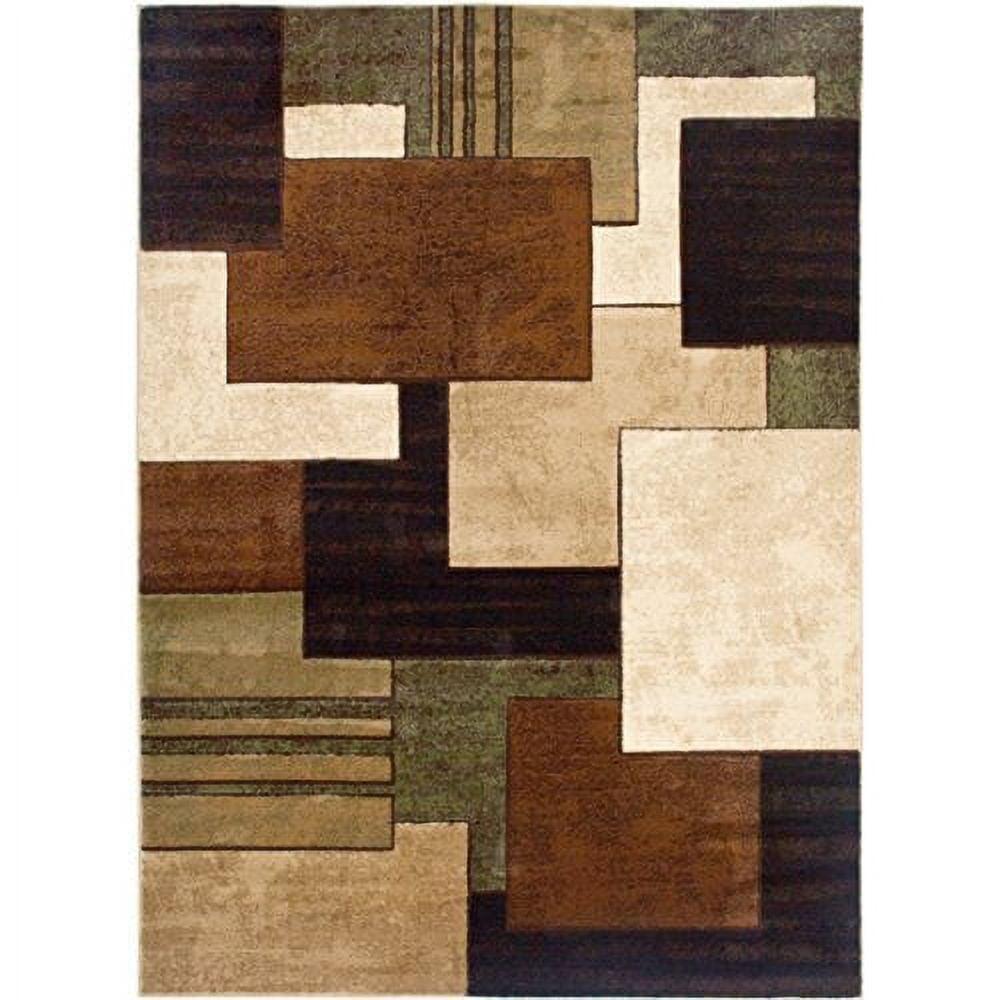 Handmade Tufted Mason Geometric Area Rug, Brown/Green, 39"x55"