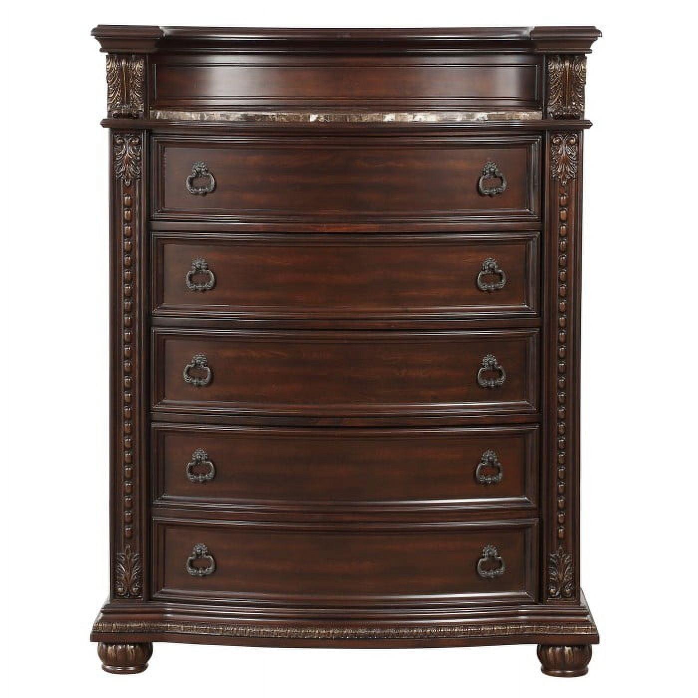 Cavalier Dark Cherry Traditional 5-Drawer Chest with Dovetail Drawer