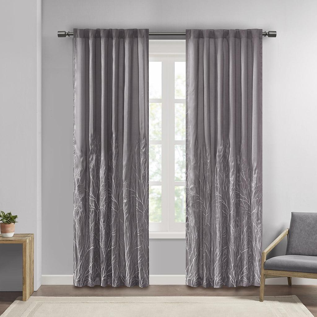 Andora Embroidered Branch Rod Pocket Single Curtain Panel