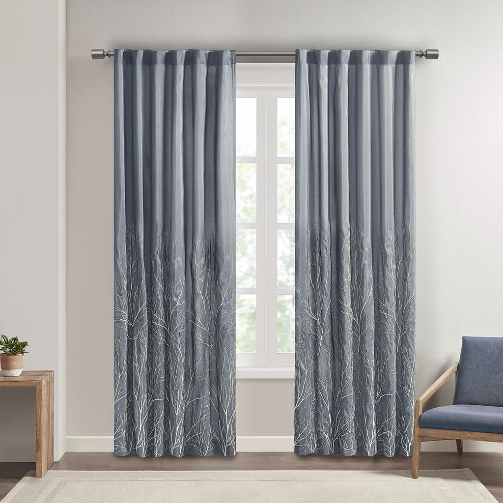 Andora Embroidered Branch Rod Pocket Single Curtain Panel