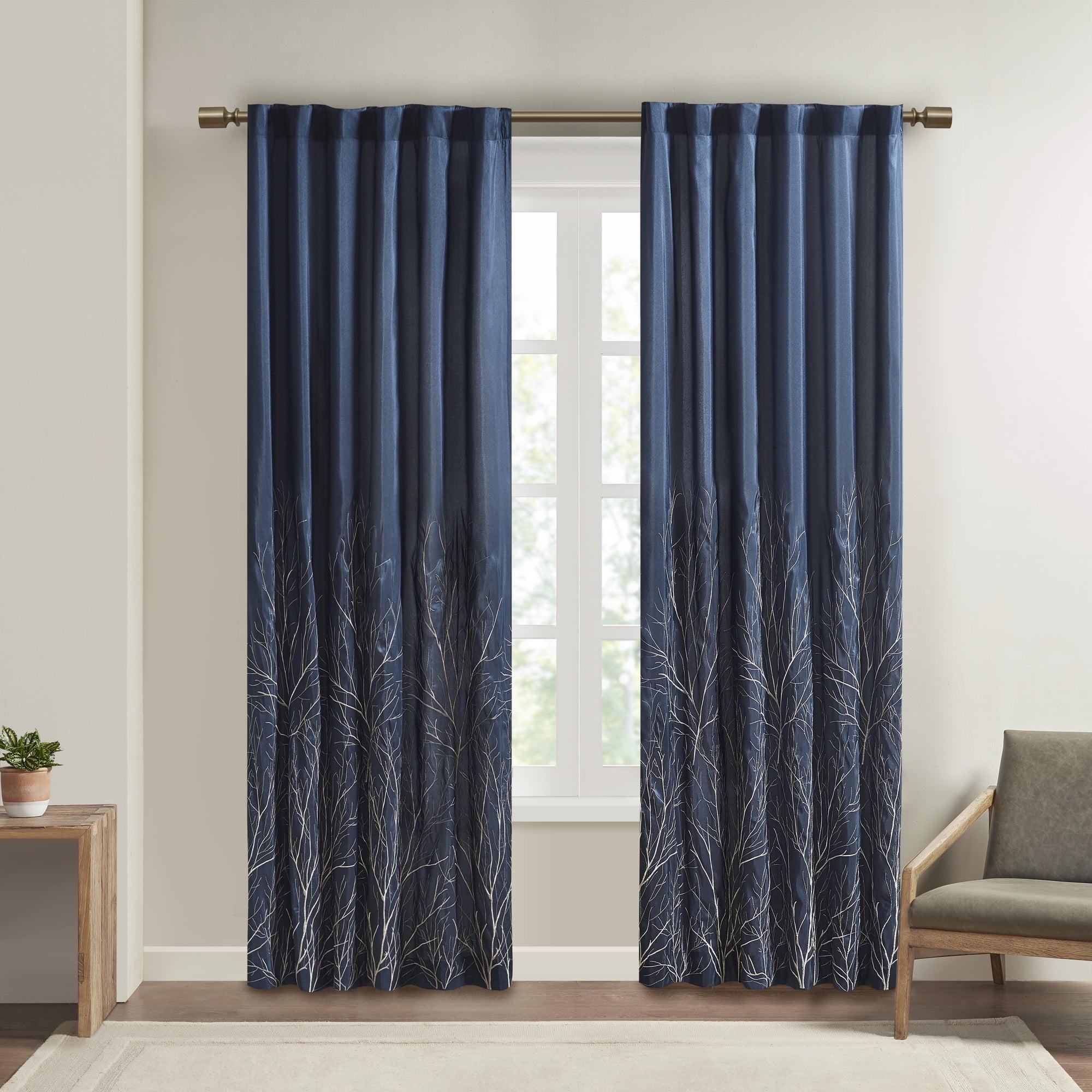 Andora Embroidered Branch Rod Pocket Single Curtain Panel