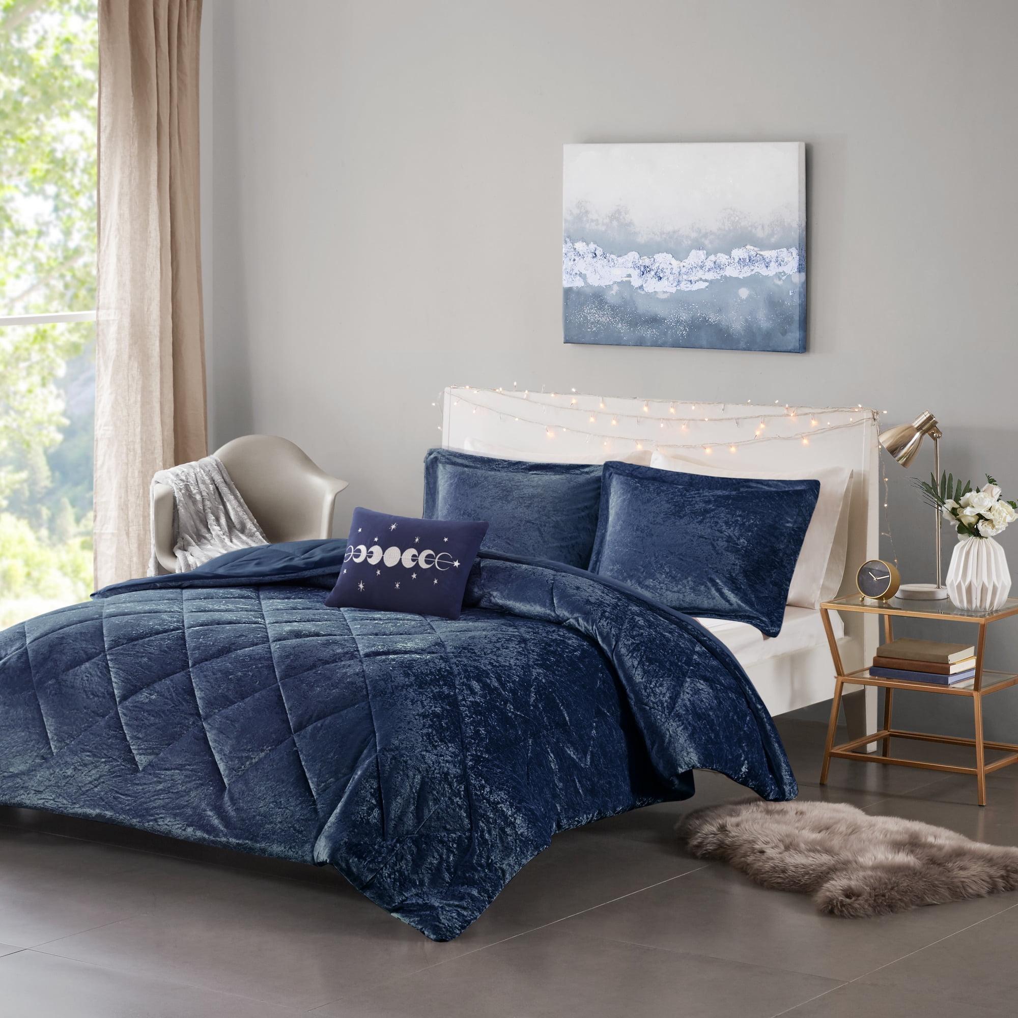 Felicia Crushed Velvet Comforter Set with Throw Pillow