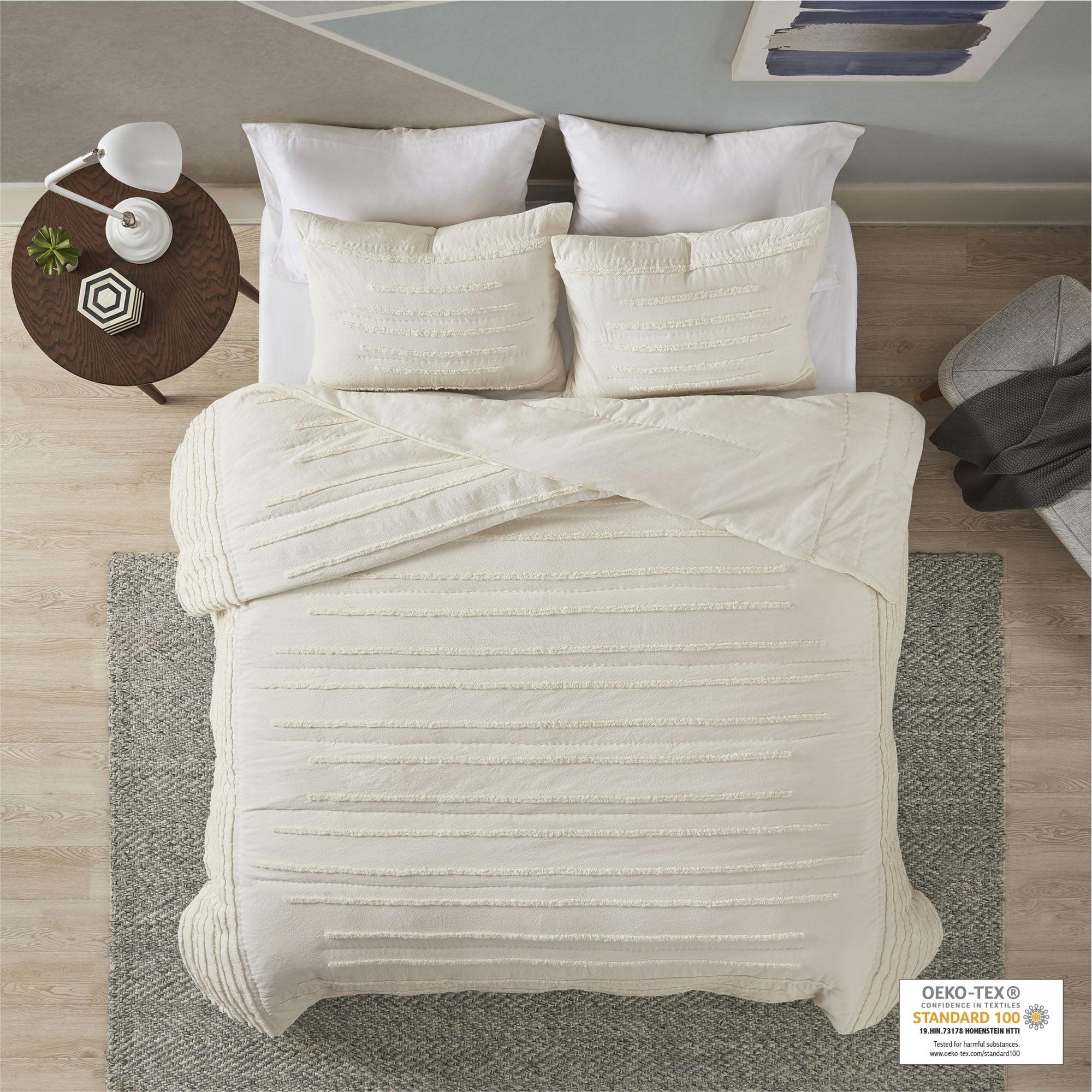 Mercer 100% Cotton 3 Piece Quilt Set with Chenille Trims