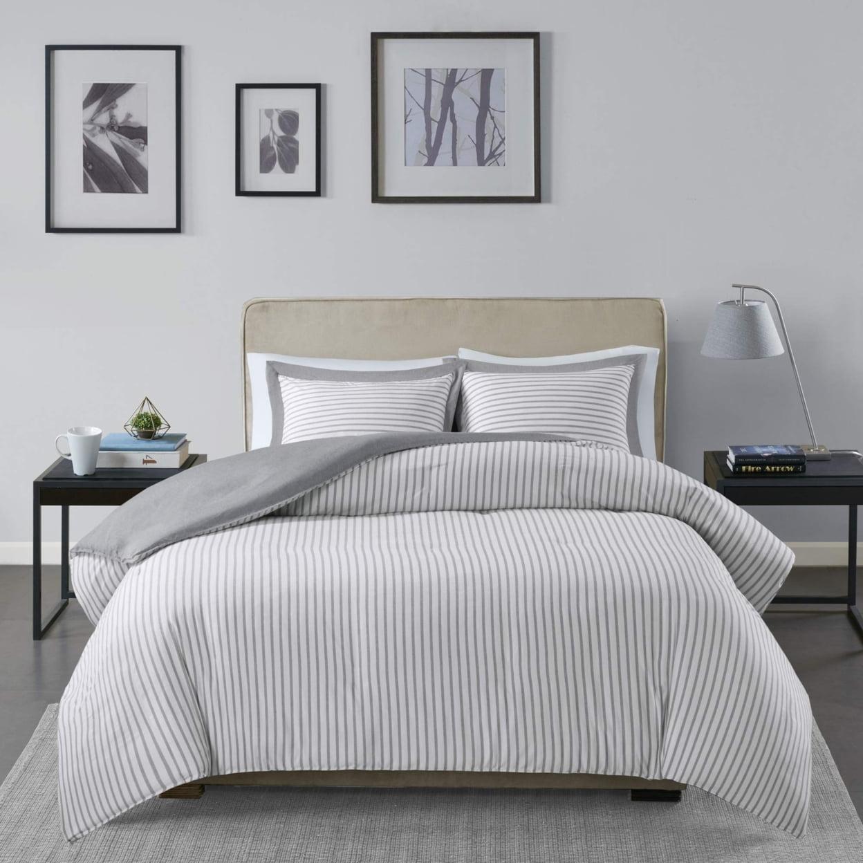 Hayden Twin Gray Microfiber Reversible Duvet Cover Set