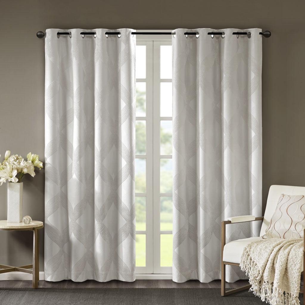 Madison Park Bentley Ogee Knitted Jacquard Geometric Total Blackout Single Curtain Panel
