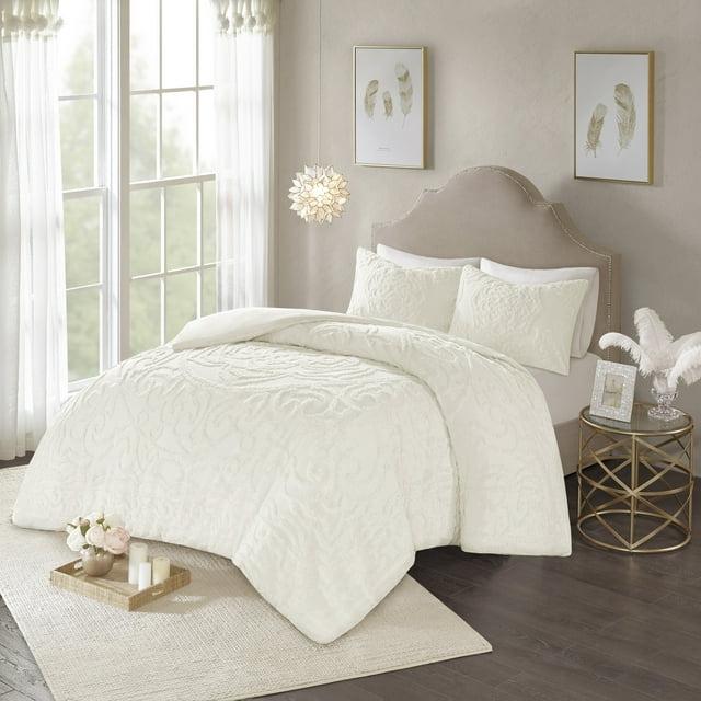 Madison Park Laetitia Tufted Chenille Cotton 3 Piece Medallion Duvet Cover Set