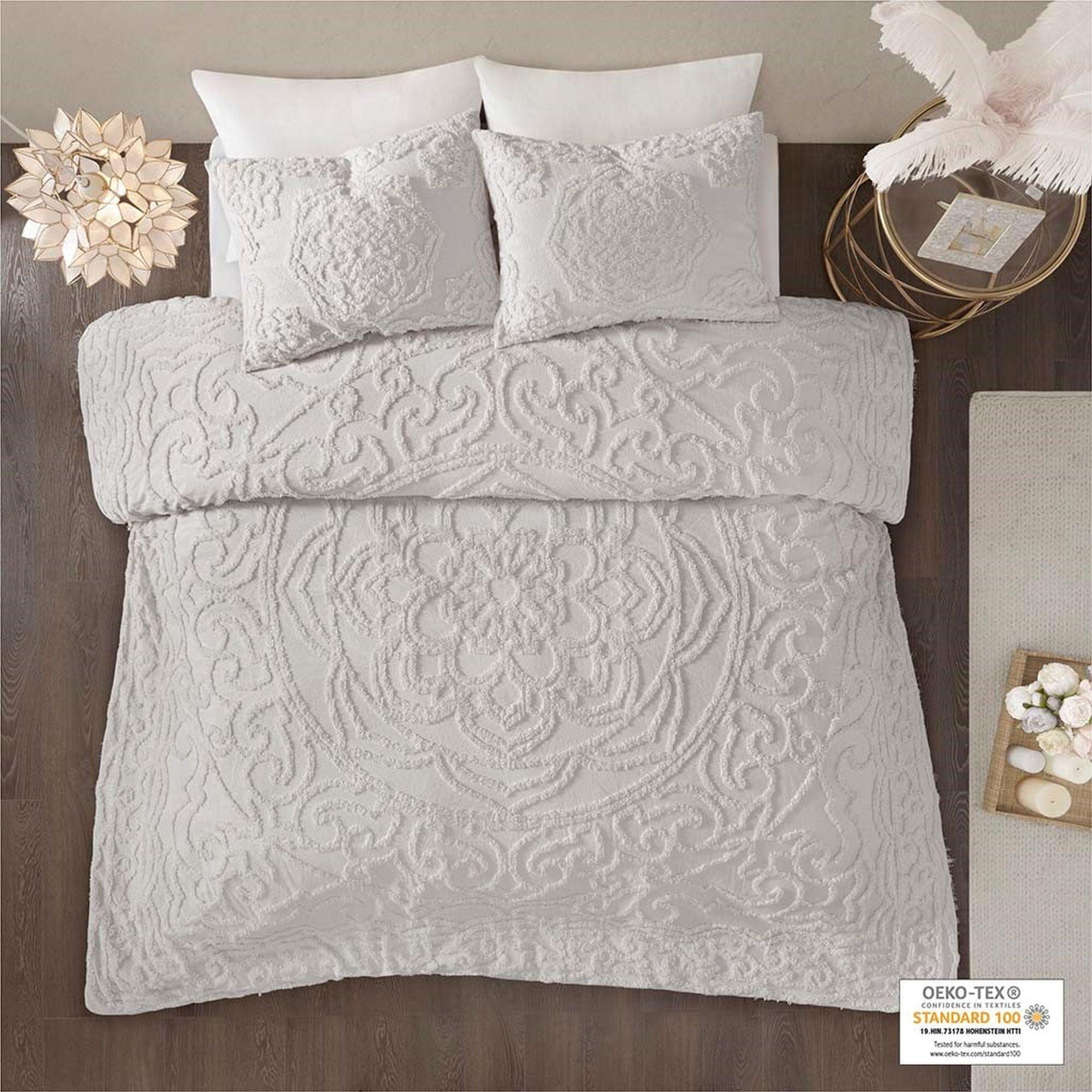 Madison Park Laetitia Tufted Chenille Cotton 3 Piece Medallion Duvet Cover Set