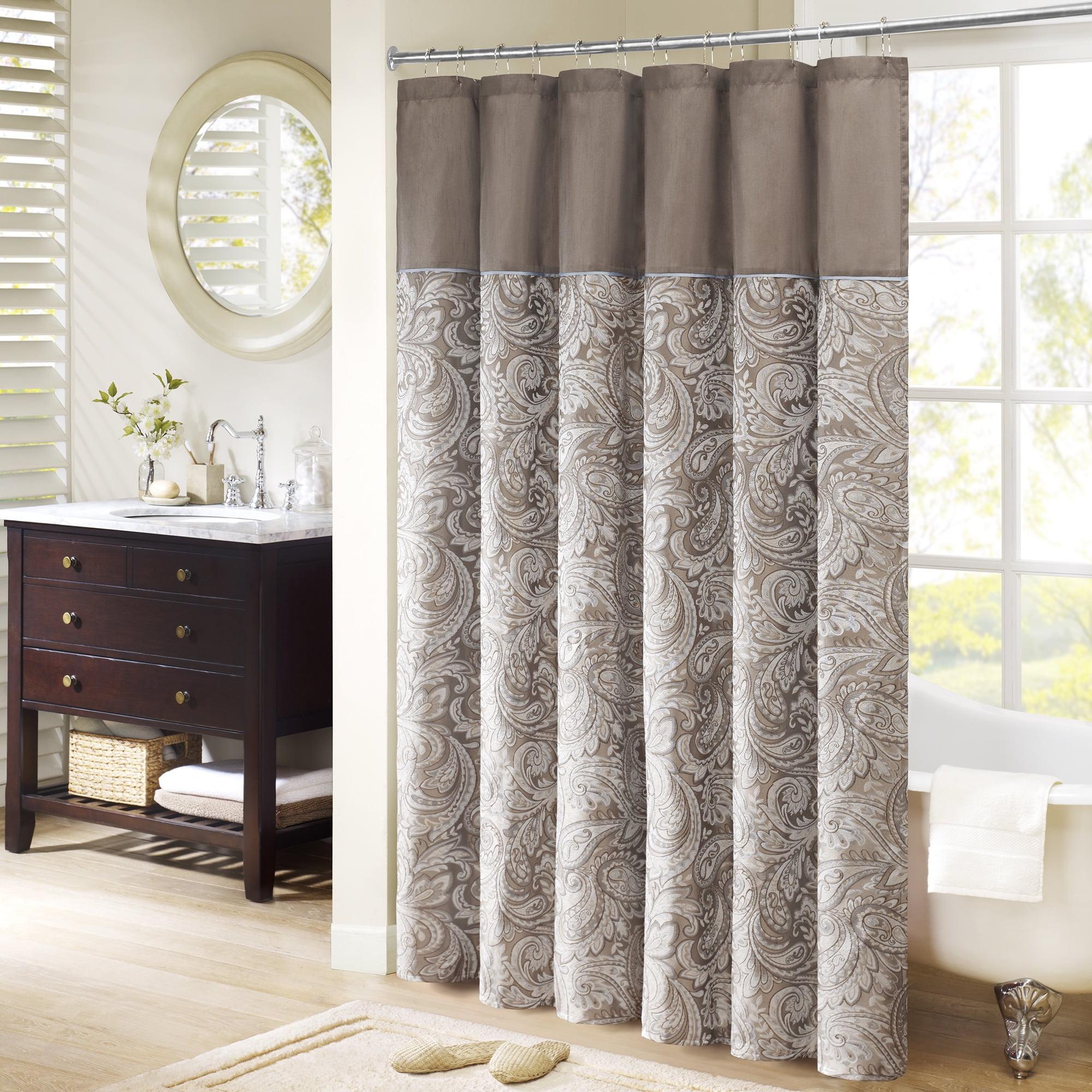 Charlotte Blue and Brown Jacquard Paisley Shower Curtain