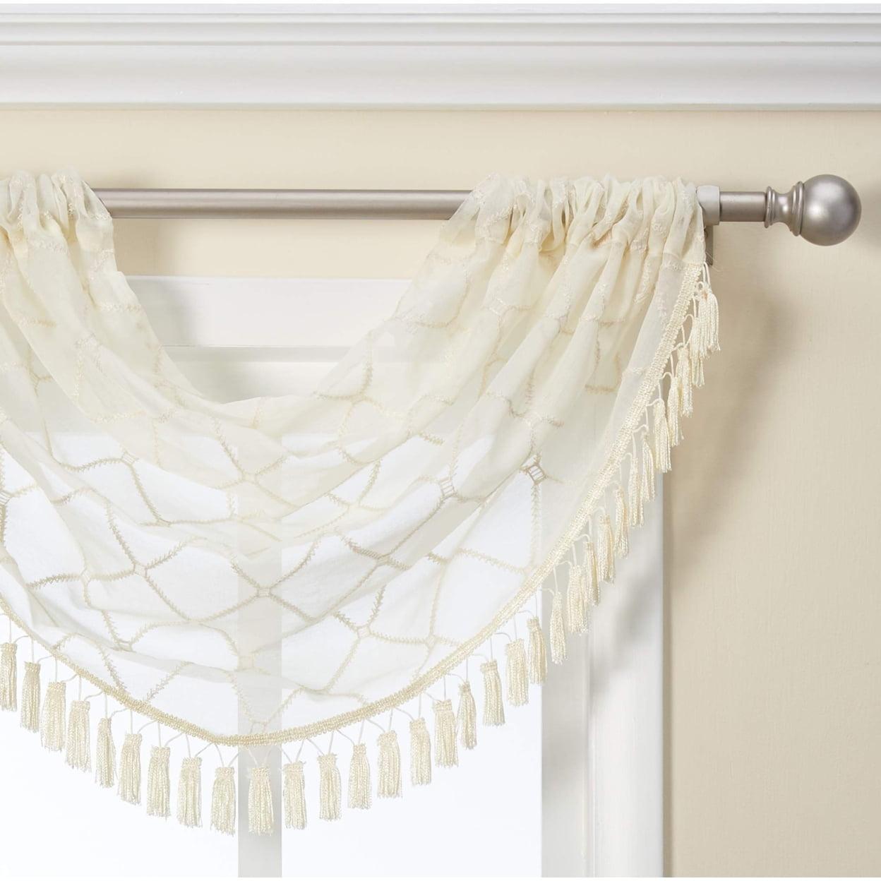 Irina Diamond Sheer Embroidered Waterfall Valance