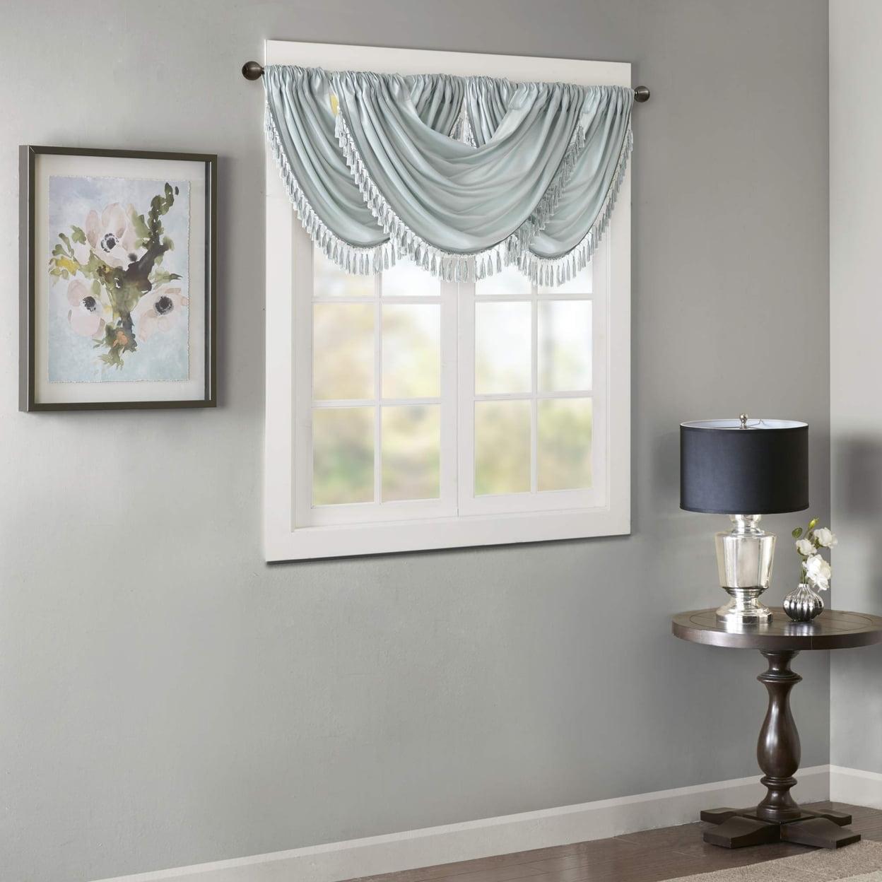 Elena Faux Silk Waterfall Embellished 38'' W Window Valance