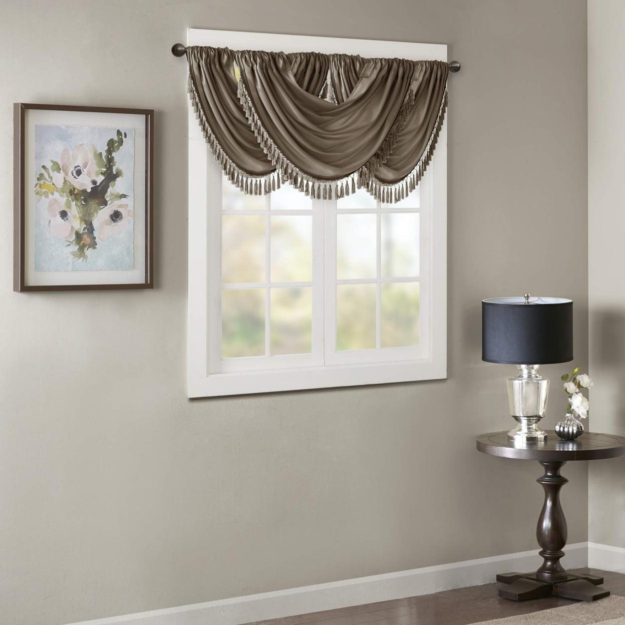 Elena Faux Silk Waterfall Embellished 38'' W Window Valance