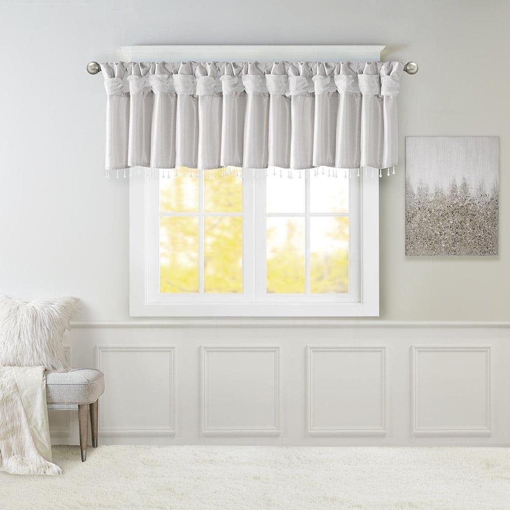 Madison Park Emilia Lightweight Faux Silk Single Valance with Beads