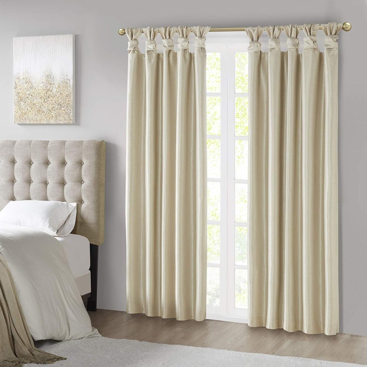 Emilia Faux Silk Twist Tab Total Blackout Window Curtain Panel