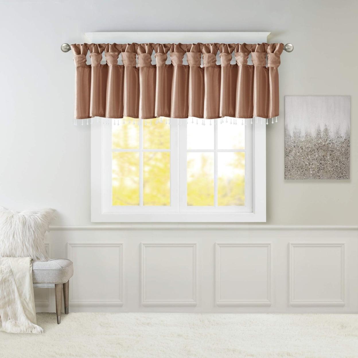 Spice Faux Silk Tab Top Valance with Beads